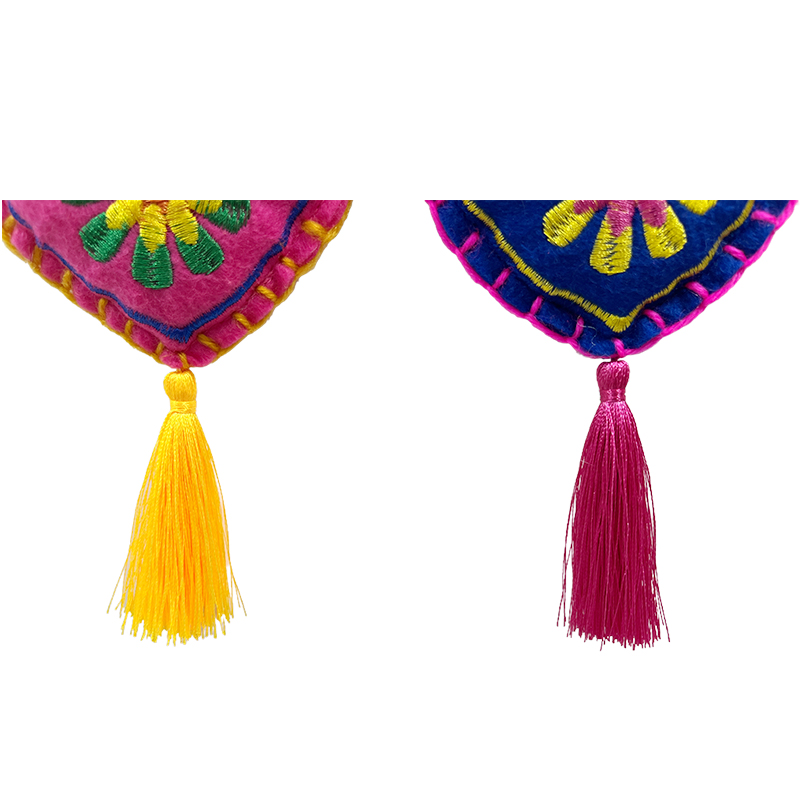Electric Embroidered Heart-Shaped Tassel Pendant