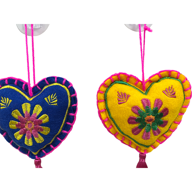 Electric Embroidered Heart-Shaped Tassel Pendant